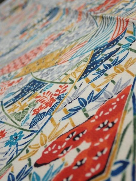 Photo4: 4L09z50  Japanese Kimono Silk  FABRIC Noshi Off-white 82.7x6.9 (4)