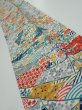Photo2: 4L10z30  Japanese Kimono Silk  FABRIC Noshi Off-white 41.7x6.9 (2)
