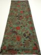 Photo5: 4L01z60  Japanese Kimono Silk  FABRIC Phoenix Dull green 40.6x14.4 (5)