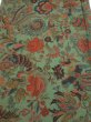 Photo1: 4L02z60  Japanese Kimono Silk  FABRIC Phoenix Dull green 41.3x14.4 (1)