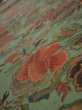 Photo4: 4L03z90  Japanese Kimono Silk  FABRIC Phoenix Dull green 64.2x14.4 (4)