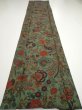 Photo5: 4L03z90  Japanese Kimono Silk  FABRIC Phoenix Dull green 64.2x14.4 (5)