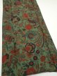 Photo2: 4L04z90  Japanese Kimono Silk  FABRIC Phoenix Dull green 64.6x14.4 (2)