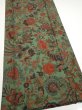 Photo2: 4L06z90  Japanese Kimono Silk  FABRIC Phoenix Dull green 64.6x14.4 (2)