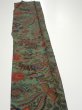 Photo3: 4L08z40  Japanese Kimono Silk  FABRIC Shishi Dull green 56.7x7.3 (3)
