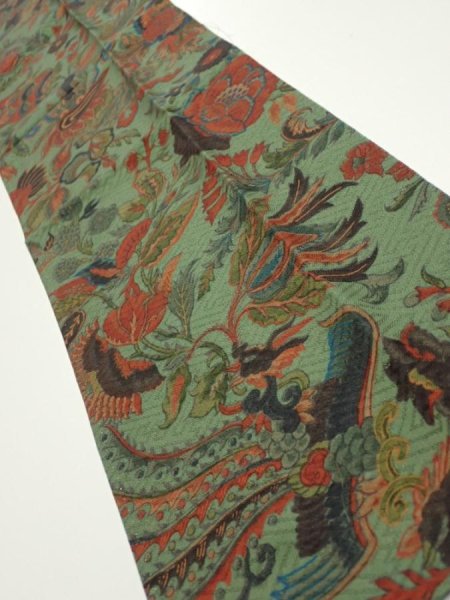 Photo2: 4L10z30  Japanese Kimono Silk  FABRIC Dragon  35.0x7.1 (2)