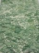 Photo1: 4L01z60  Japanese Kimono Silk  FABRIC Edo town Green 39.8x14.6 (1)