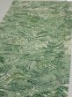 Photo3: 4L01z60  Japanese Kimono Silk  FABRIC Edo town Green 39.8x14.6 (3)