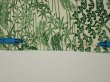 Photo6: 4L01z60  Japanese Kimono Silk  FABRIC Edo town Green 39.8x14.6 (6)
