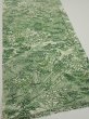 Photo2: 4L02z60  Japanese Kimono Silk  FABRIC Edo town Green 39.8x14.6 (2)