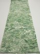 Photo5: 4L02z60  Japanese Kimono Silk  FABRIC Edo town Green 39.8x14.6 (5)