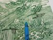 Photo10: 4L06z100  Japanese Kimono Silk  FABRIC Edo town Green 64.6x14.4 (10)