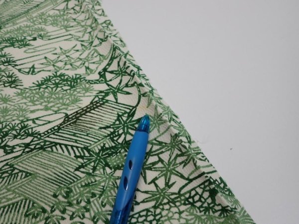 Photo5: 4L07z50  Japanese Kimono Silk  FABRIC Edo town Green 61.4x7.5 (5)