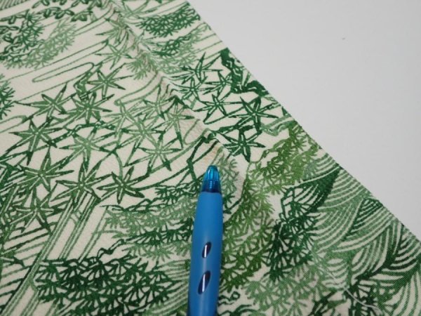 Photo6: 4L09z60  Japanese Kimono Silk  FABRIC Edo town Green 78.7x6.9 (6)