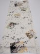 Photo5: 3R01z50  Japanese Kimono Silk  FABRIC Flowers Off-white 39.4x14.6 (5)