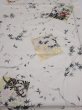 Photo1: 3R02z50  Japanese Kimono Silk  FABRIC Flowers Off-white 39.4x14.6 (1)