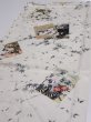 Photo3: 3R02z50  Japanese Kimono Silk  FABRIC Flowers Off-white 39.4x14.6 (3)