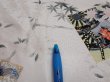 Photo6: 3R02z50  Japanese Kimono Silk  FABRIC Flowers Off-white 39.4x14.6 (6)