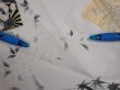 Photo7: 3R02z50  Japanese Kimono Silk  FABRIC Flowers Off-white 39.4x14.6 (7)