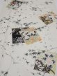 Photo1: 3R04z80  Japanese Kimono Silk  FABRIC Flowers Off-white 65.4x14.6 (1)