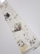Photo1: 3R10z30  Japanese Kimono Silk  FABRIC Flowers Off-white 37.0x7.3 (1)