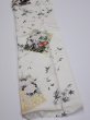 Photo2: 3R10z30  Japanese Kimono Silk  FABRIC Flowers Off-white 37.0x7.3 (2)