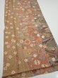 Photo2: 3R03z90  Japanese Kimono Silk  FABRIC Sakura Light brown 65.4x15.2 (2)