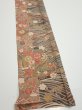 Photo2: 3R07z50  Japanese Kimono Silk  FABRIC Sakura Dark brown 58.7x7.5 (2)