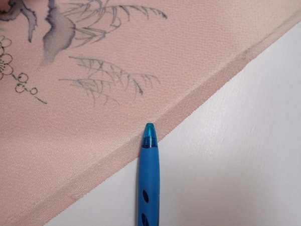 Photo9: 3R01z60  Japanese Kimono Crepe Silk  FABRIC Flowers Light pink 44.1x15.2 (9)