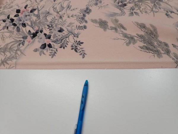 Photo6: 3R05z90  Japanese Kimono Crepe Silk  FABRIC Flowers Light pink 63.0x15.0 (6)