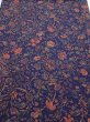 Photo1: 3R02z60  Japanese Kimono Crepe Silk  FABRIC Flowers Navy 39.4x14.6 (1)