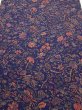 Photo1: 3R03z90  Japanese Kimono Crepe Silk  FABRIC Flowers Navy 62.2x14.6 (1)
