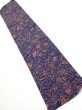 Photo1: 3R10z30  Japanese Kimono Crepe Silk  FABRIC Flowers Navy 34.3x7.1 (1)
