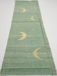 Photo5: 3R01z50  Japanese Kimono Silk TSUMUGI FABRIC Flying crane Light green 41.7x14.6 (5)