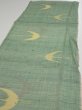 Photo3: 3R03z70  Japanese Kimono Silk TSUMUGI FABRIC Flying crane Light green 60.6x14.6 (3)