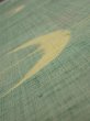 Photo4: 3R03z70  Japanese Kimono Silk TSUMUGI FABRIC Flying crane Light green 60.6x14.6 (4)