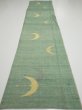 Photo7: 3R03z70  Japanese Kimono Silk TSUMUGI FABRIC Flying crane Light green 60.6x14.6 (7)