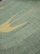 Photo5: 3R07z40  Japanese Kimono Silk TSUMUGI FABRIC Flying crane Light green 53.1x7.5 (5)