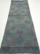 Photo4: 3R02z50  Japanese Kimono Silk TSUMUGI FABRIC  Dull cyan 41.3x14.6 (4)