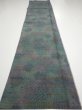 Photo5: 3R04z80  Japanese Kimono Silk TSUMUGI FABRIC  Dull cyan 65.7x14.6 (5)