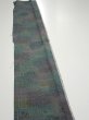 Photo3: 3R07z40  Japanese Kimono Silk TSUMUGI FABRIC  Dull cyan 59.1x7.3 (3)