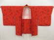 Photo1: 5329T01z600 Vintage Japanese Kimono Silk HAORI Rose Orange-Red (1)