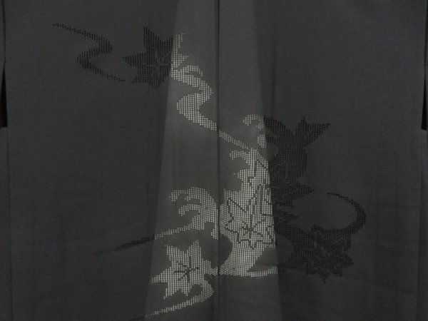 Photo2: 5329T02z310 Vintage Japanese Kimono Silk See through HAORI Maple Black (2)