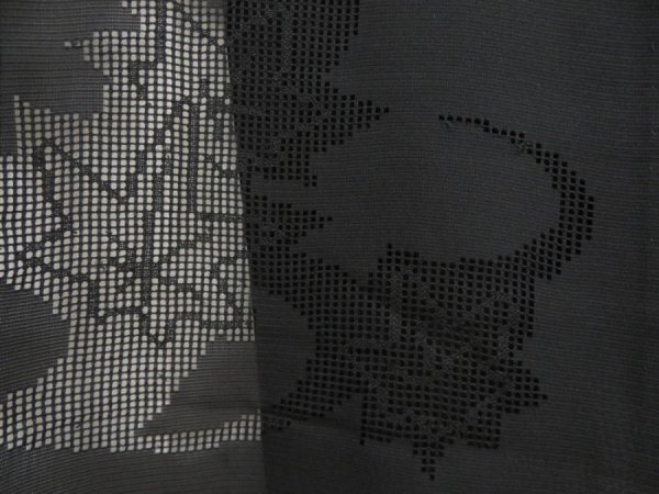 Photo4: 5329T02z310 Vintage Japanese Kimono Silk See through HAORI Maple Black (4)