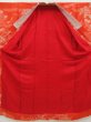 Photo7: 5329T05z410 Antique Japanese Kimono Silk JUBAN Flowers Orange-Red (7)