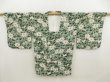 Photo1: 5329T07z510 Vintage Japanese Kimono Silk HAORI COAT Flower Dull green (1)