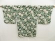 Photo4: 5329T07z510 Vintage Japanese Kimono Silk HAORI COAT Flower Dull green (4)