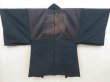 Photo1: 5329T08z660 Vintage Japanese Kimono Wool Men's HAORI Bird, Snake Dark navy (1)