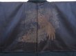Photo3: 5329T08z660 Vintage Japanese Kimono Wool Men's HAORI Bird, Snake Dark navy (3)
