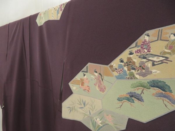 Photo5: 5329T10z1060  Japanese Kimono Silk Artist work TSUKESAGE Edo era (5)